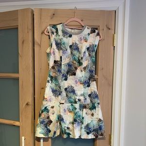 Enchanted Gardens Drop-Waist Floral-Print Dress.